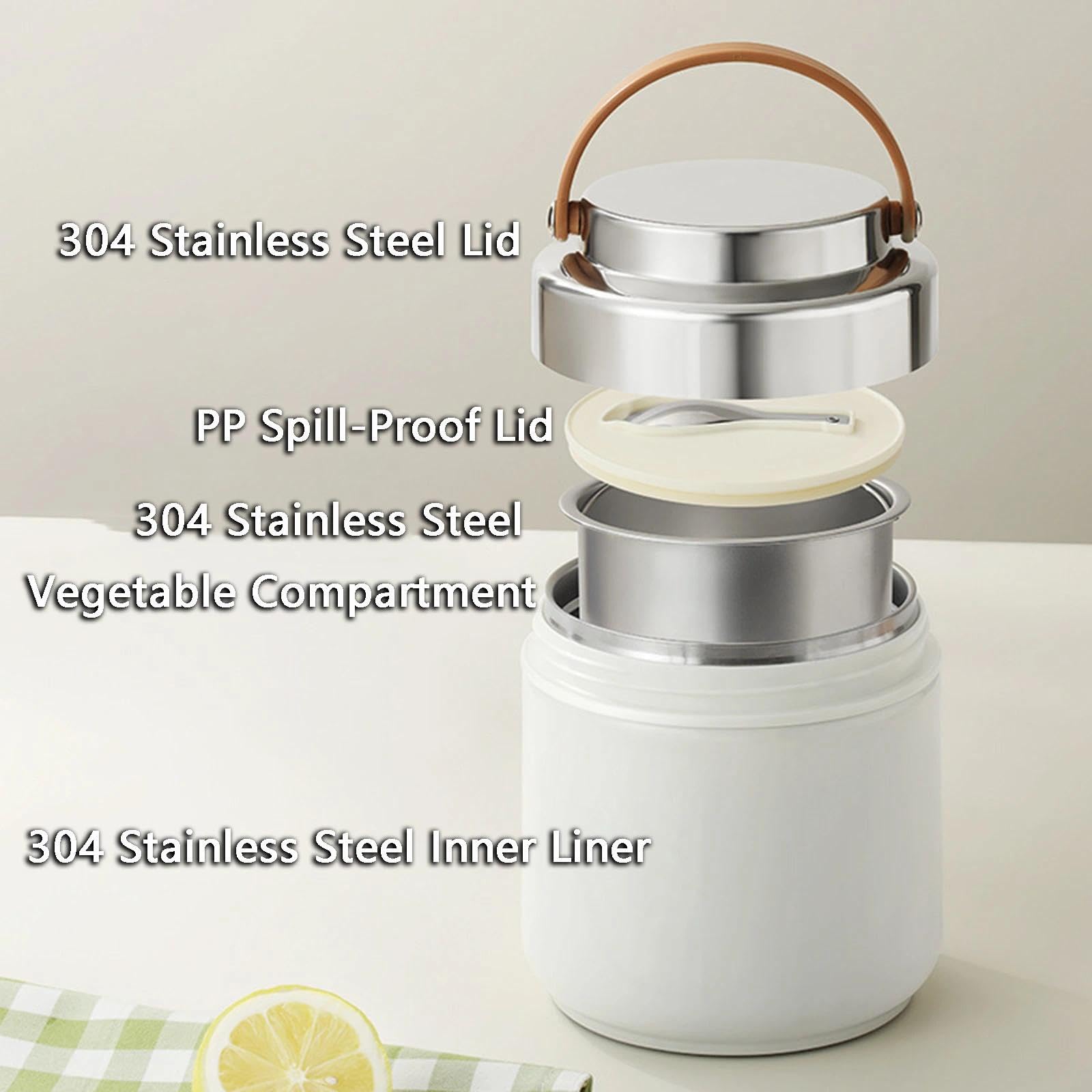 Thermo Lunchbox Edelstahl, Auslaufsicherer(Blau-Lila,1600ML)