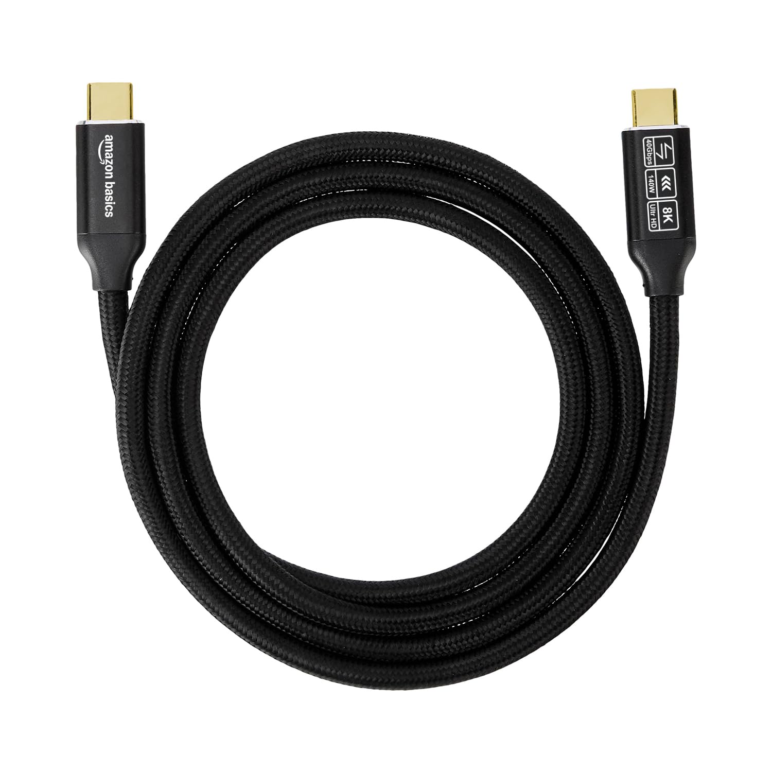 amazon basics 240W Type C Cable With 40Gbps Data Transfer Speed, Thunderbolt 4, 8K@60Hz Display Cable, USB 4 Type C 90° Shaped Connector, Gold Coated, Type C Fast Charging-image-36