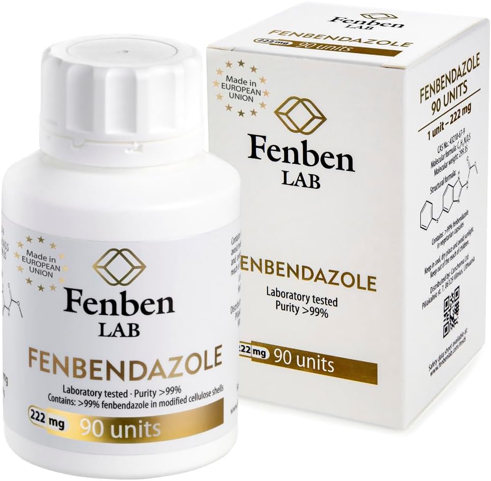 Fenbendazole 222mg, Purity >99%, by Fenben Lab, Continuously Tested, Certificate of Analysis (Quality Protocol) Included, 90 capsules