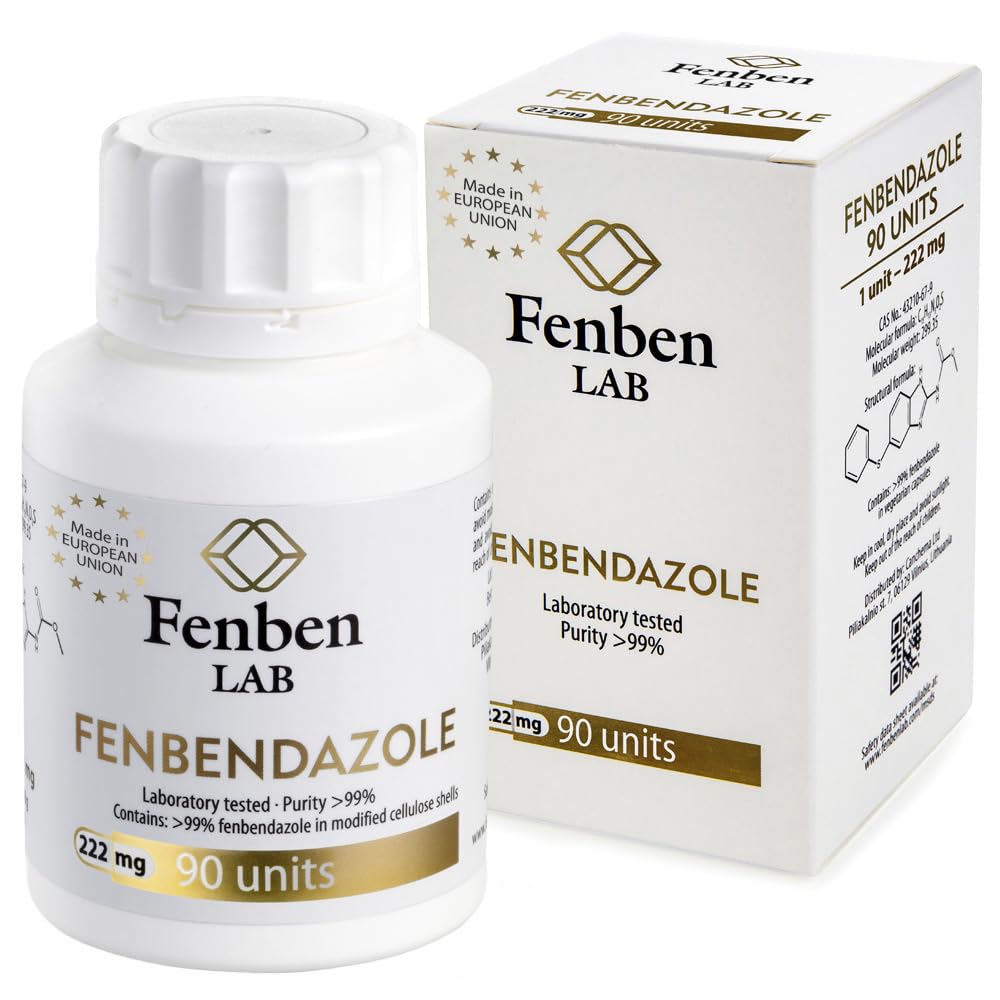 Fenbendazole 222mg, Purity >99%, by Fenben Lab, Continuously Tested, Certificate of Analysis (Quality Protocol) Included, 90 capsules