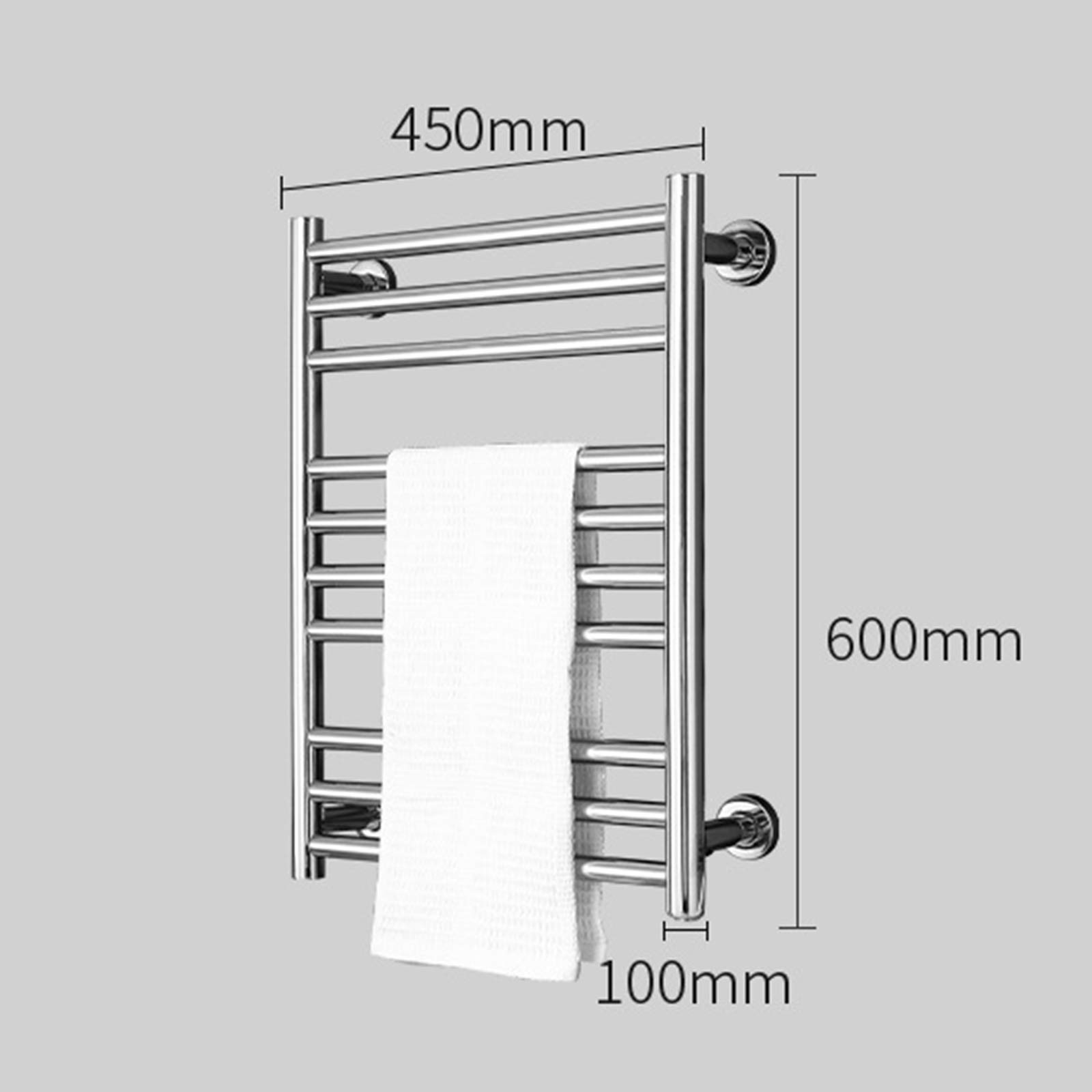 Scaldasalviette elettrico in acciaio inox, 10 bar, per bagno, montaggio a parete o soluzione efficiente per asciugare i panni, cablato e dal design pratico