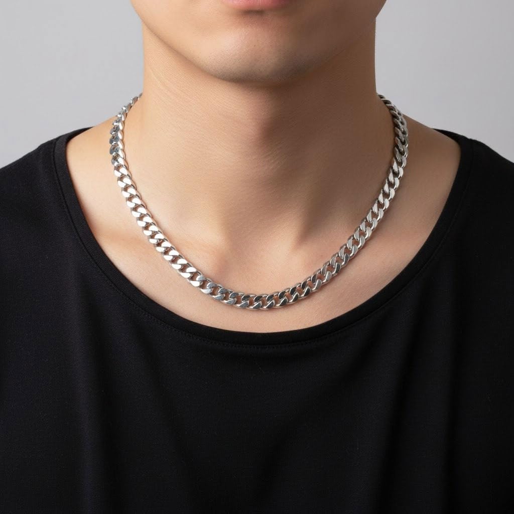 5MM-7MM Real 925 Solid Sterling Silver Miami Cuban Chain Necklace for Men & Women with Lobster Claw Clasp Italian 925 Real Silver Jewelry Gifts