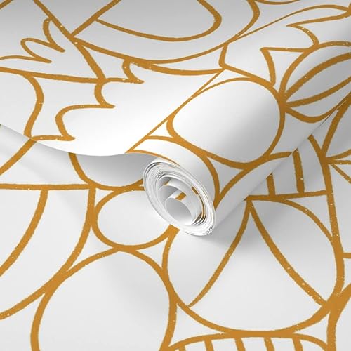 Miniatura 2 de Spoonflower Removable Wallpaper 12ft x 2ft - Vintage Yellow Circles Modern Geometric Abstract Art Custom Pre-Pasted Wallpaper