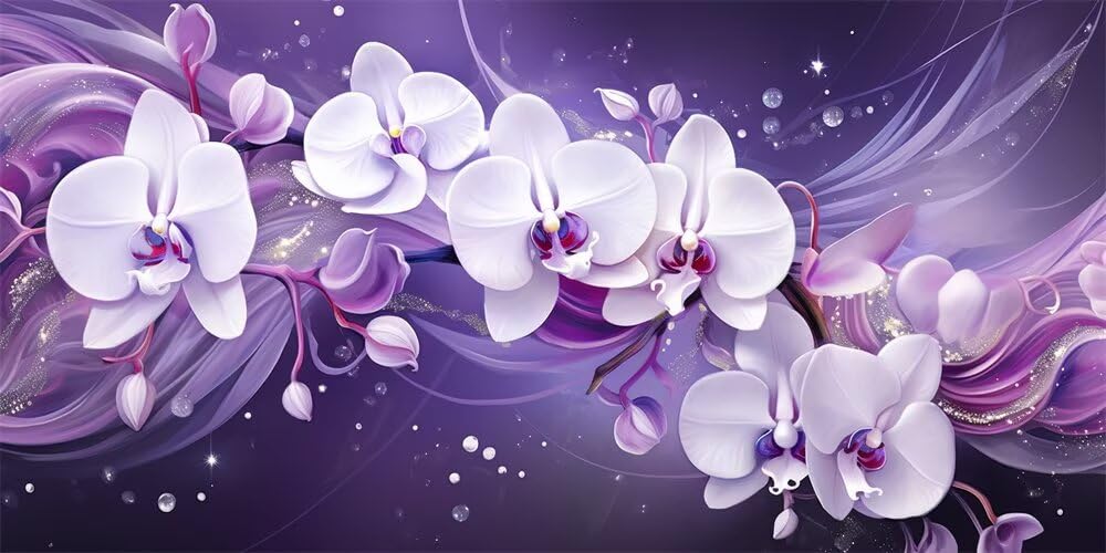Wangllpgy Square Diamond Diamond Painting Kits For Adults Large, 5D Diy Purple Flowers Diamond Art Kits Adults Square Drill Large Dimond Art Aesthetics Gem Arts Crafts For Wall Decoration 200X100cm/78.7X39.4 Inch (Wl534)