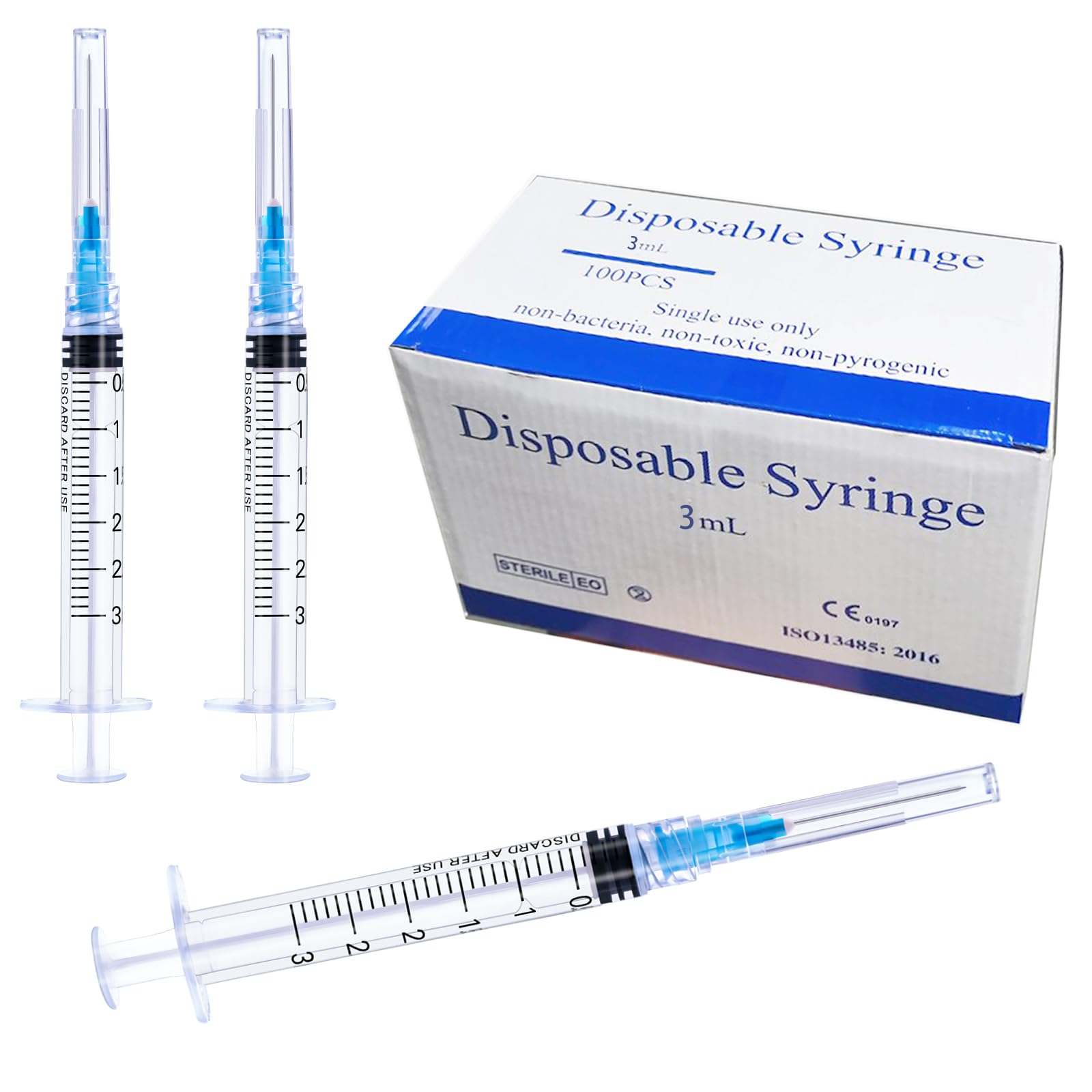 100 Pack 3ml with 23 Ga 1 Inch Lab Luer Lock Syringe