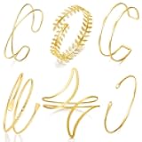 COLOYAN 6PCS Gold Arm Cuff Upper Arm Cuff Bracelets for Women Open Upper Arm Cuff Bangle Adjustable Armband Set Jewelry