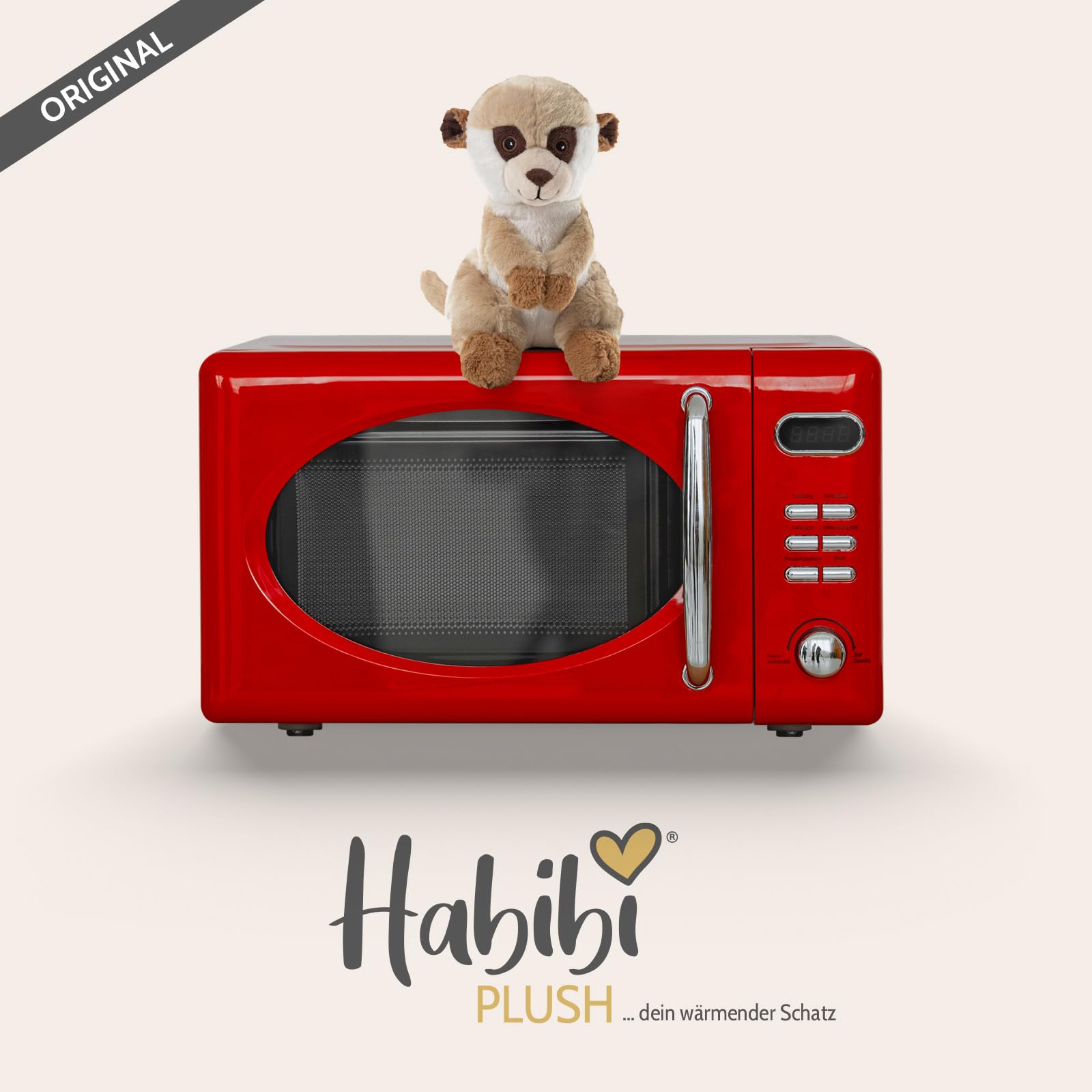 Habibi Plush Wärmestofftier/Wärmekissen zum Erwärmen in der Mikrowelle/Backofen (Erdmännchen)