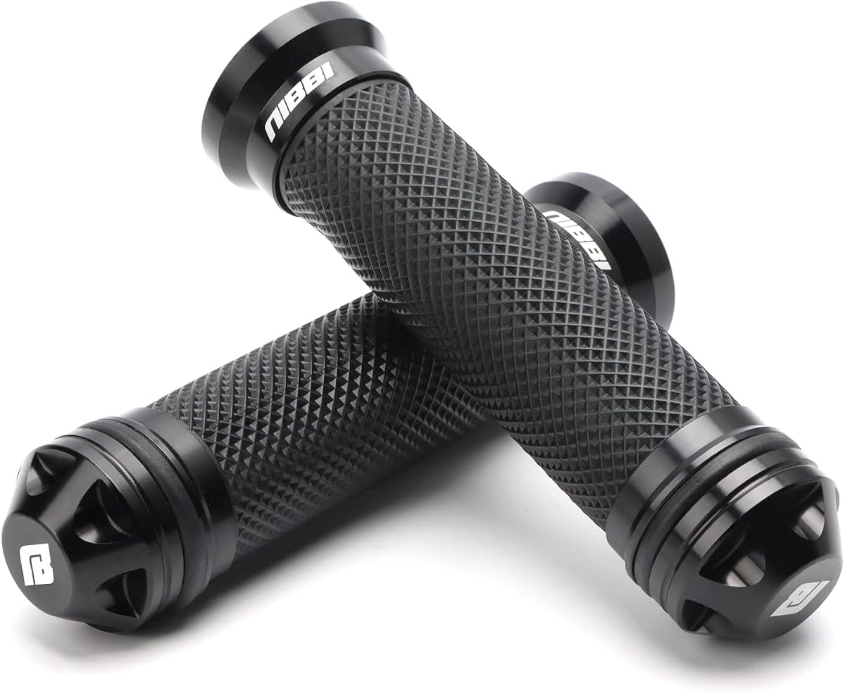 NIBBI Motorcycle Hand Grips, Racing CNC Aluminum & Soft Rubber Handlebar,7/8" Handle Grips for ATV GY6 Scooter