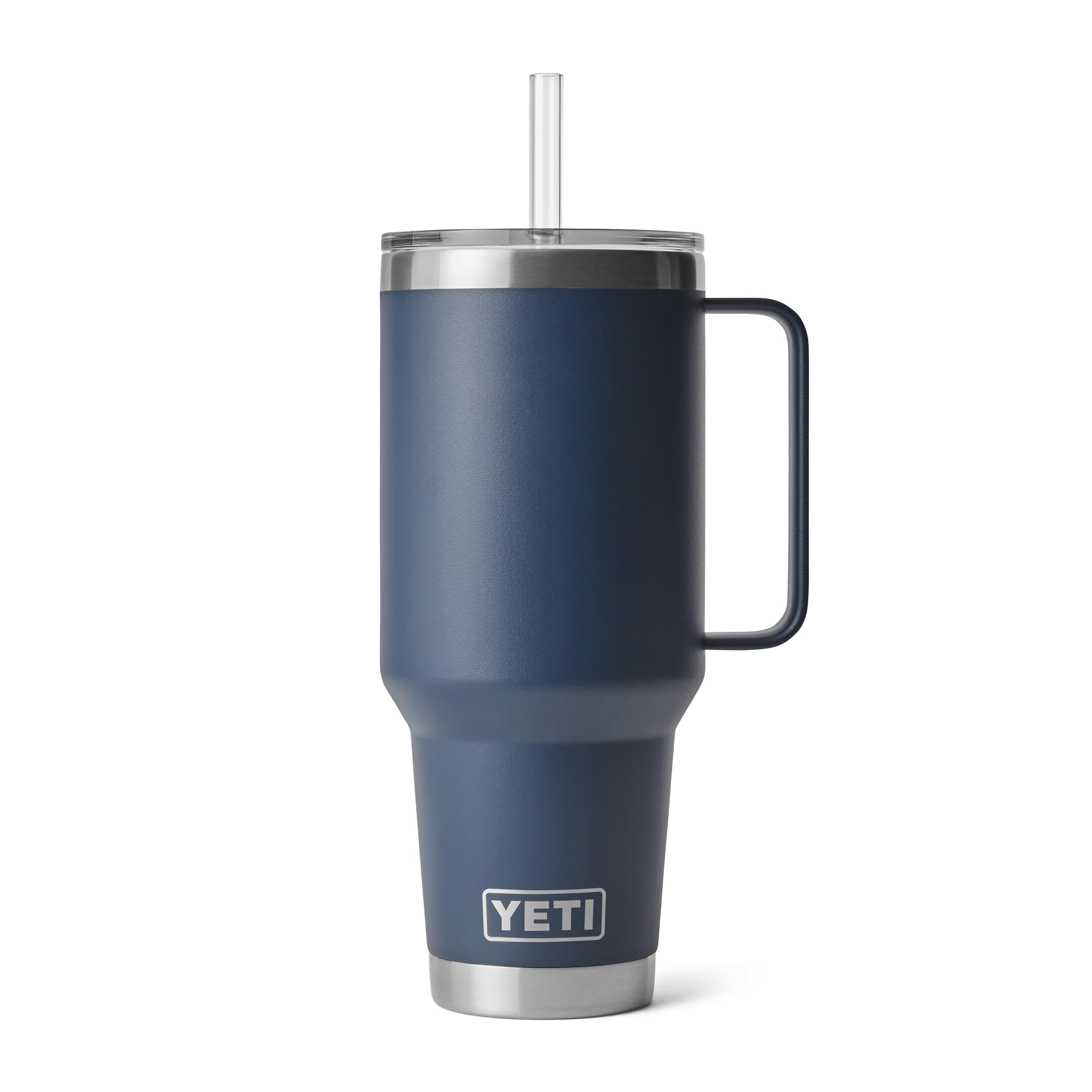 YETI Rambler 42 oz Tumbler with Handle and Straw Lid, Travel Mug Water Tumbler, Vacuum Insulated Cup with Handle, Stainless Steel, Navy