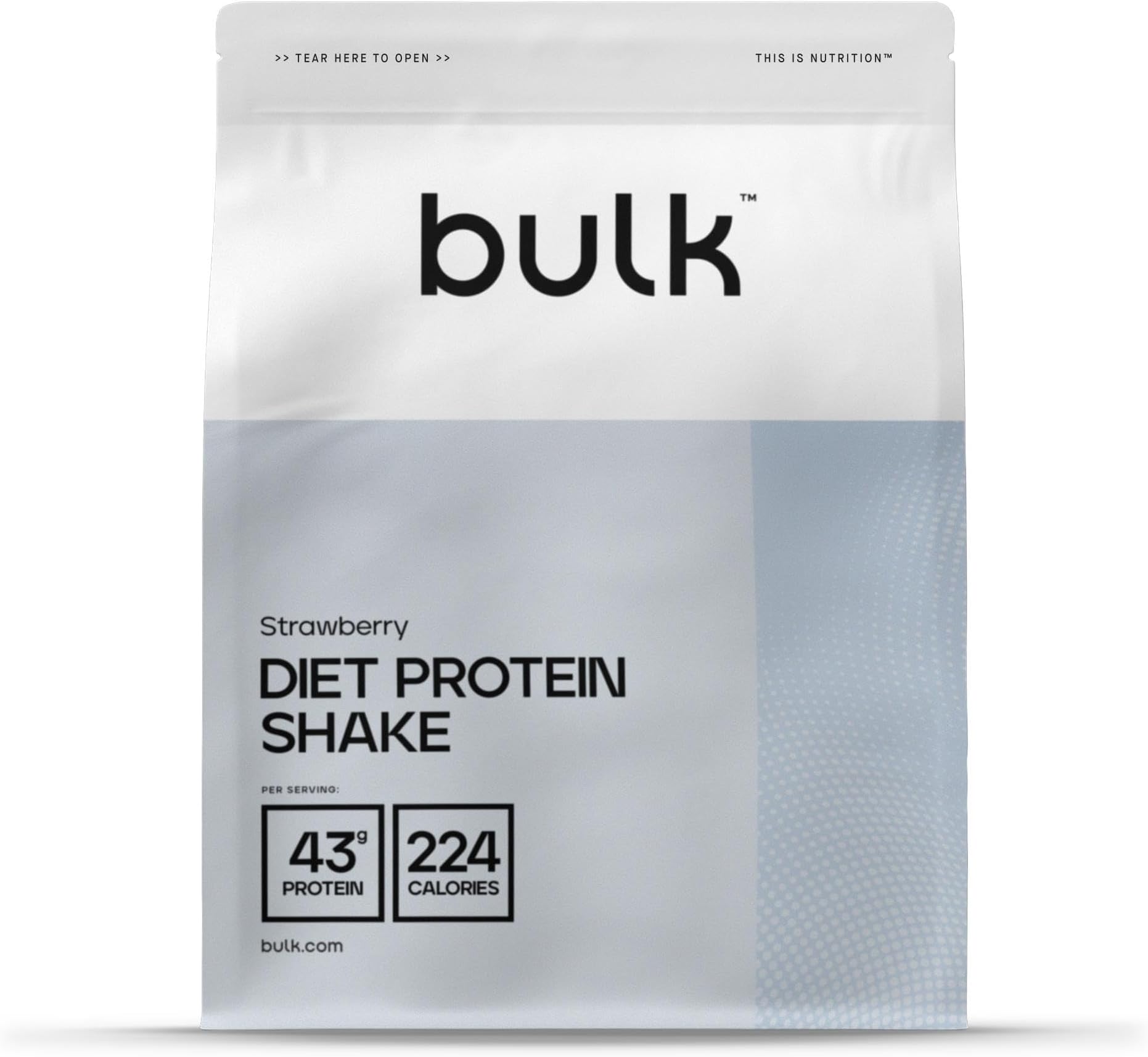 Bulk Diet Protein Shake, Whey, Glucomannan, Low Calorie, Low Carb, High Protein, Strawberry, 1 kg, 16 Servings, Packaging May Vary