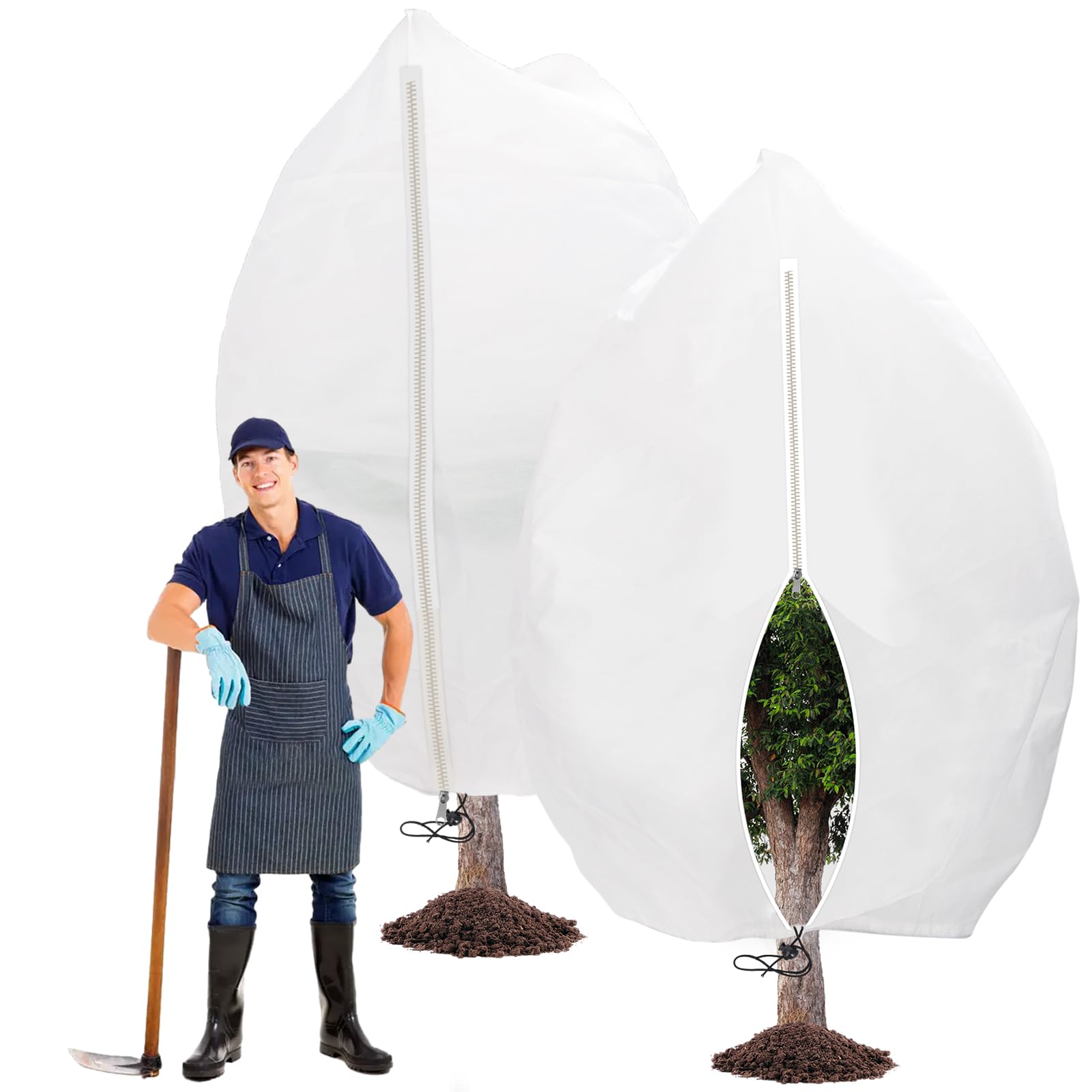 Svepndic 2 Stück große Größe 200 x 240 cm Kordelzug-Pflanzenabdeckung, wiederverwendbar, Frostschutz für Bäume mit Reißverschluss, Winterpflanzen, Jacke, Frostdecke, für Sträucher, Topfobst