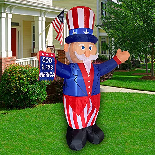 Laujoy 6 Foot Tall Patriotic 4Th Of July Independence Day Inflatable Uncle Sam With God Bless America Flag Blow Up Lighted Yard Decor Parade Indoor Outdoor Holiday Garden Decorations #TOP2