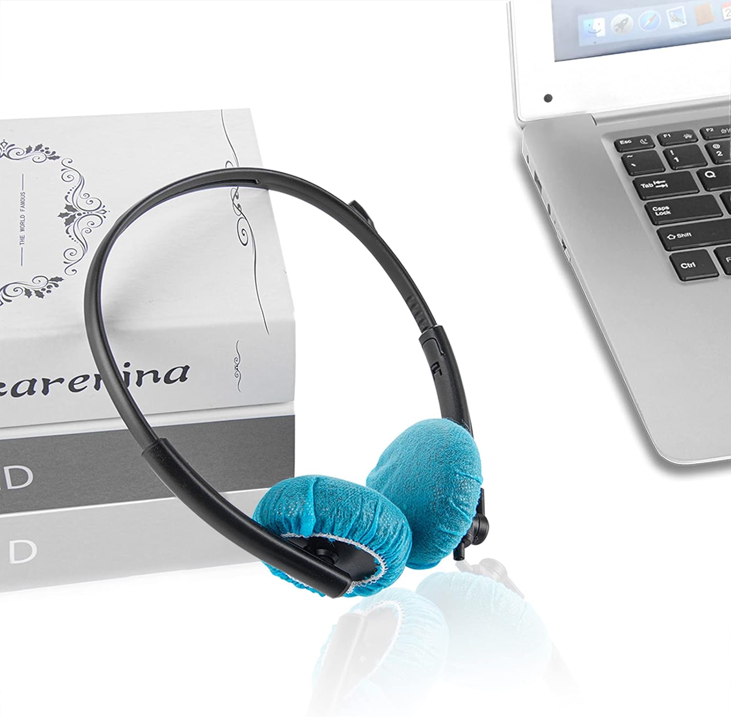 Geekria 100 Pairs Disposable Headphones Ear Cover for Small Call Center Headset Earcup, Stretchable Sanitary Ear Pads Cover, Hygienic Ear Cushion Protector (XS/Blue)