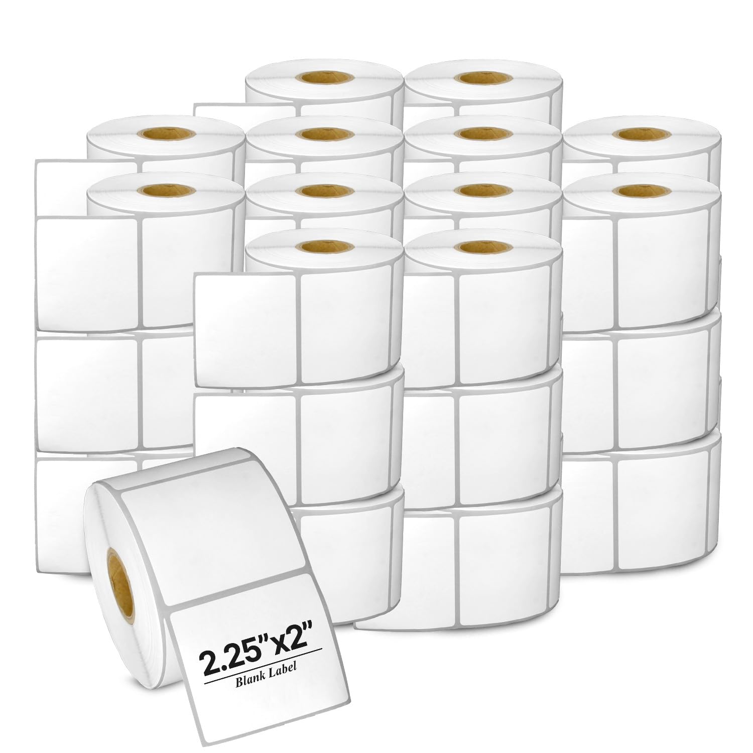 Etiquetas térmicas directas en blanco de 2.25 x 2 pulgadas (núcleo de 1 pulgada), compatibles con impresoras de etiquetas Zebra y más, adhesivo fuerte y perforadas [36 rollos, 700
