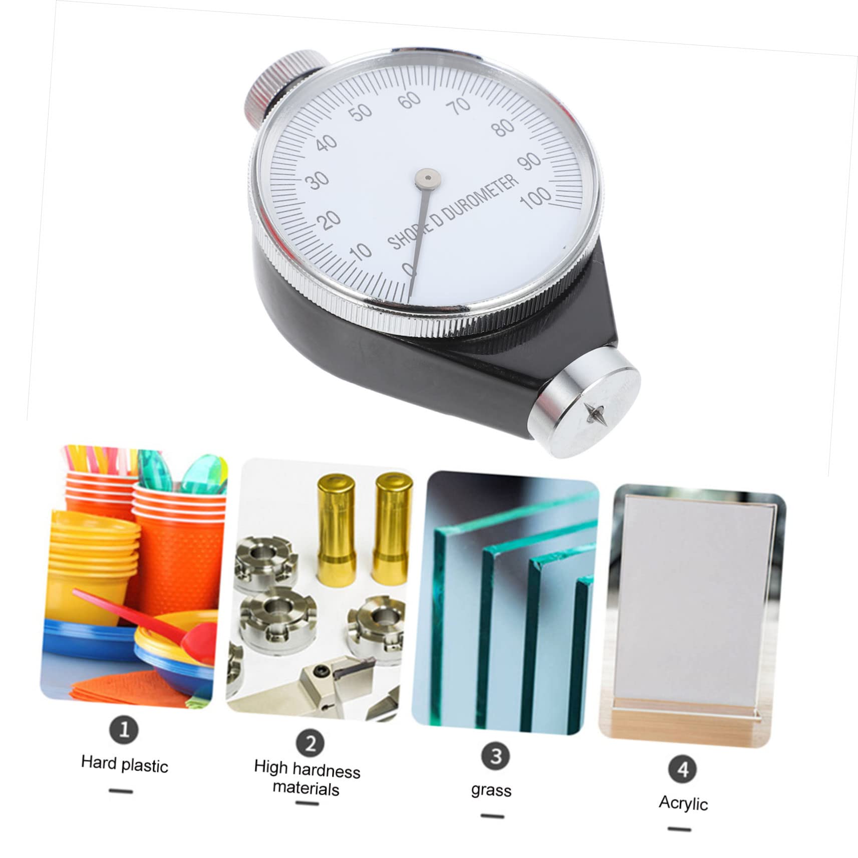 NAMOARLY 1 PC Hardness Tester Type d Hardness Testing Type d Durometer Hardness Meter Type d Single Pointer Meter Shore d Sclerometer Tester Shore Sclerometer White