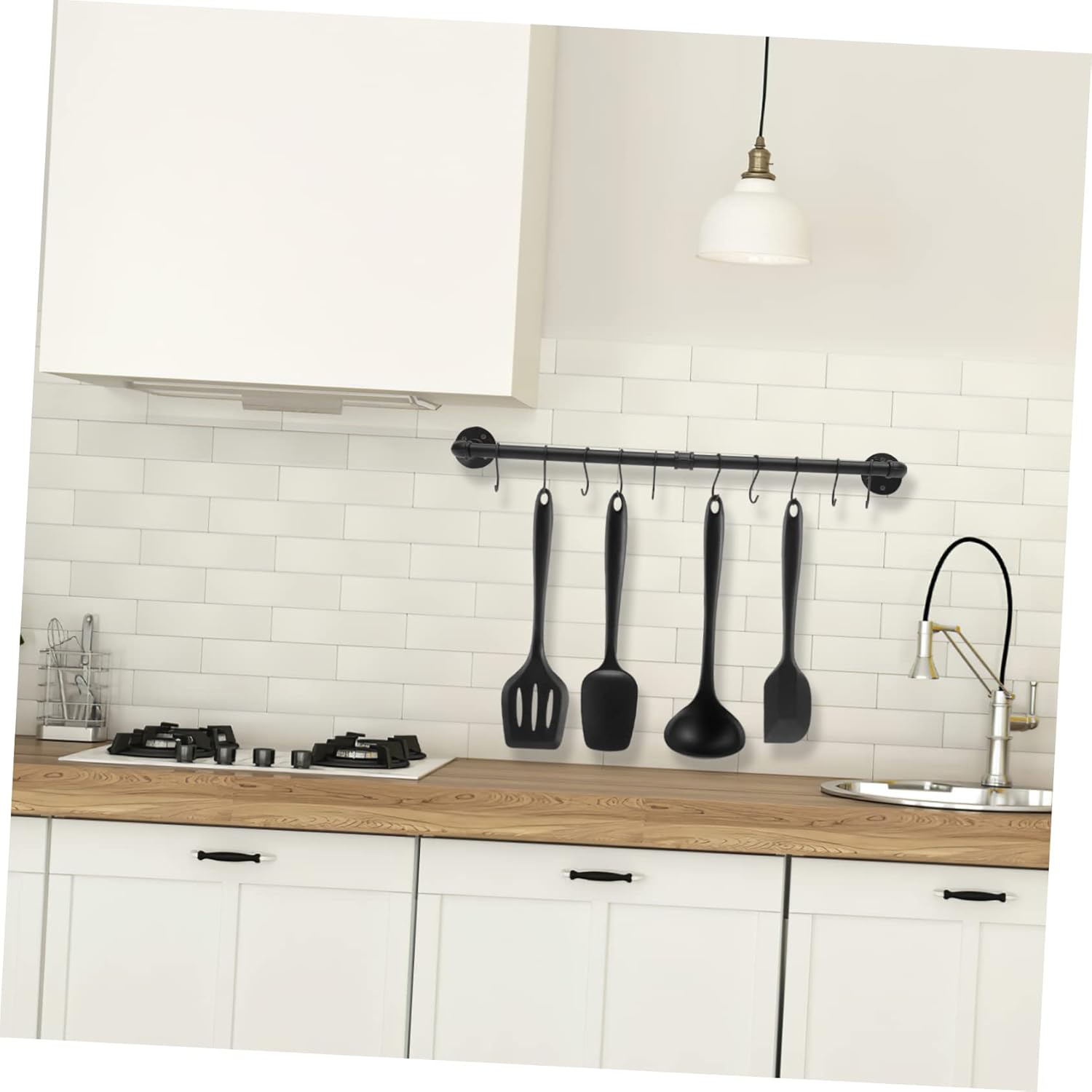 Cabilock 1set Wall Kitchen Rack for Pots Pans Organizer Industrial Hanging Utensil Holder with Hooks for Kitchen Storage Section Design