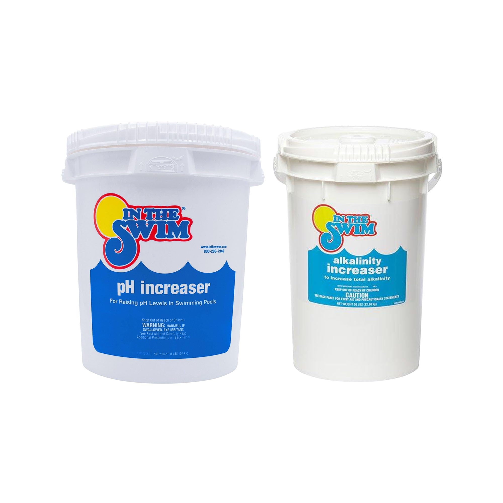 In The Swim pH Increaser and Alkalinity Increaser Bundle: Includes 45 Pound Bucket of pH Increaser and 50 Pound Bucket of Alkalinity Increaser - for Perfectly Balanced Swimming Pool Water