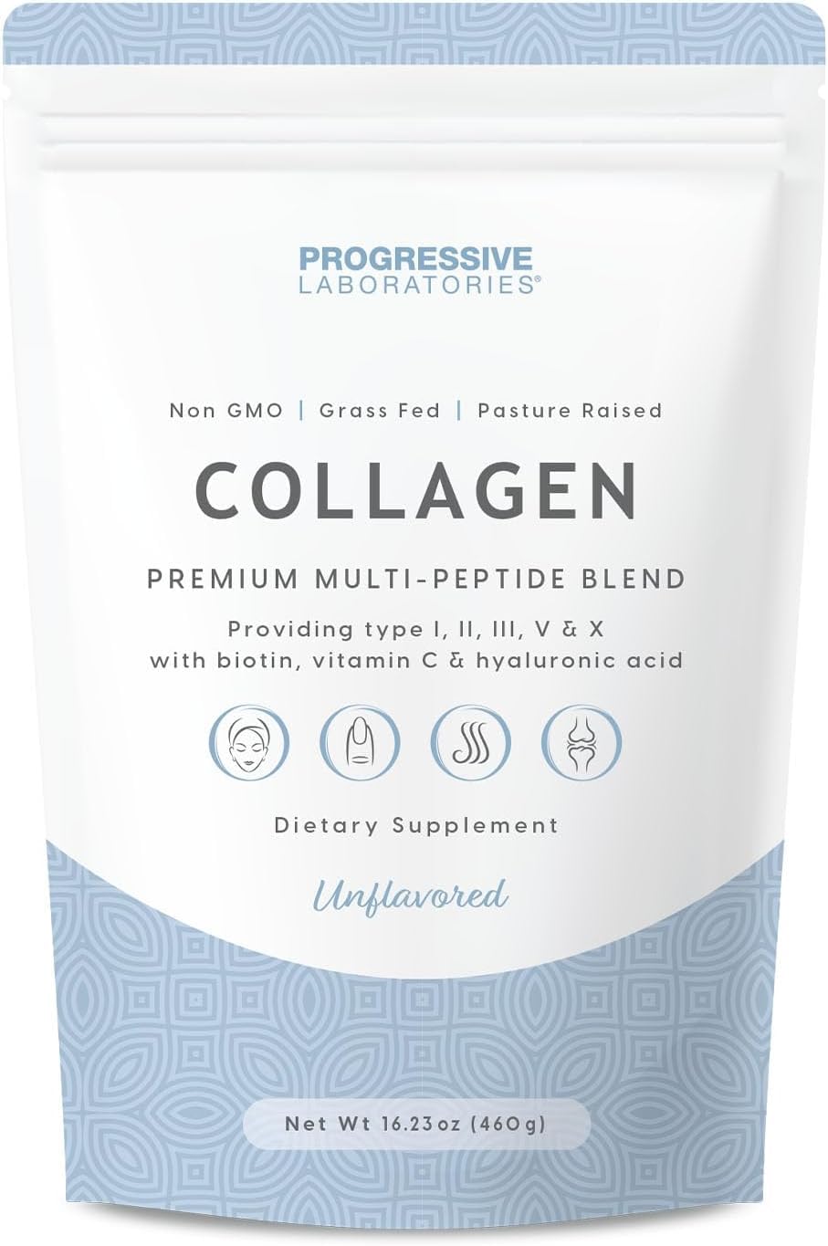 Multi Collagen Peptides Powder, Types I, II, III, V & X, Unflavored, 16 oz
