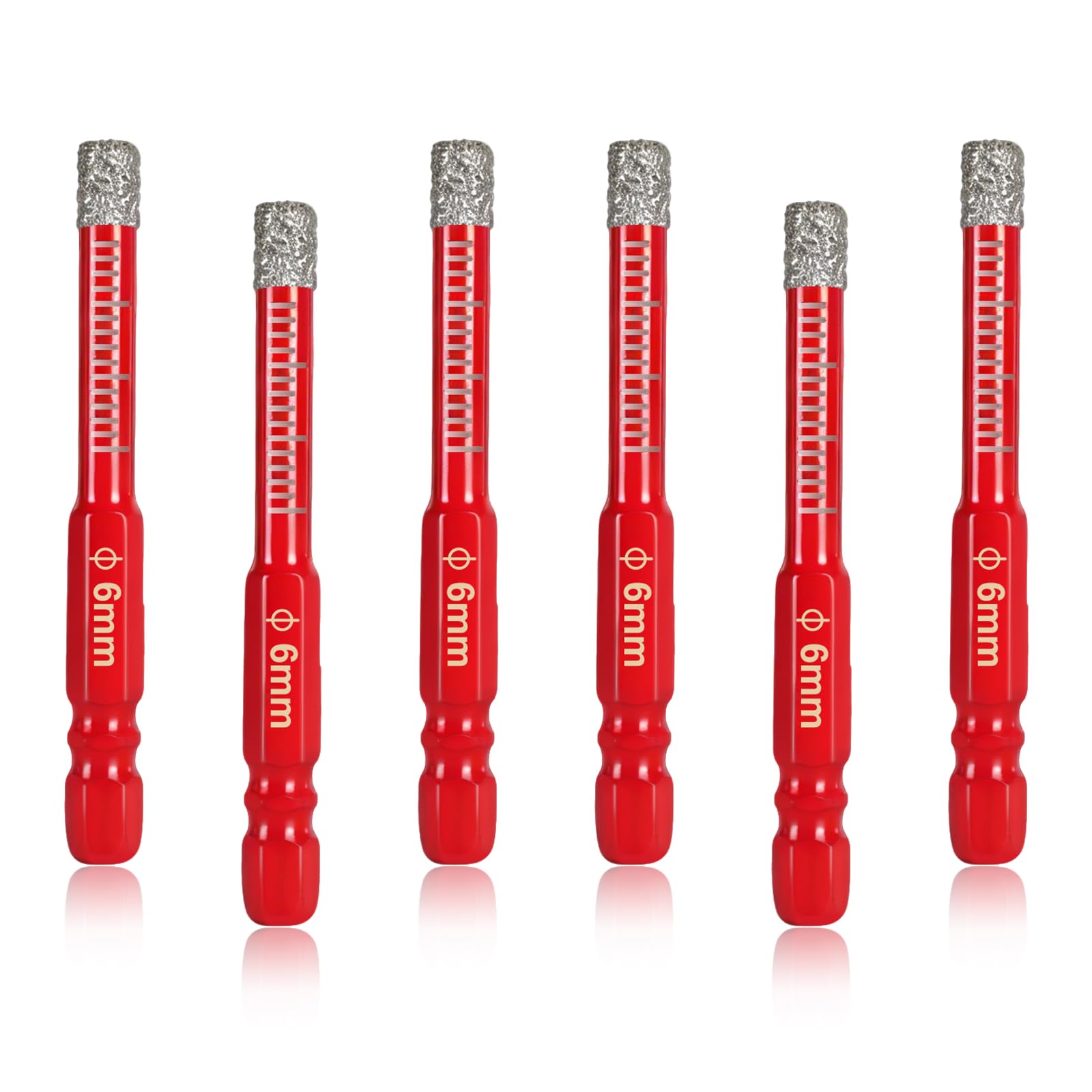 Okeno Select 6 Pcs Porcelain Tile Drill Bits Set, 6mm Tile Drill Bit Sets for Ceramic Glass Granite Marble Tiles Stone Hard Materials
