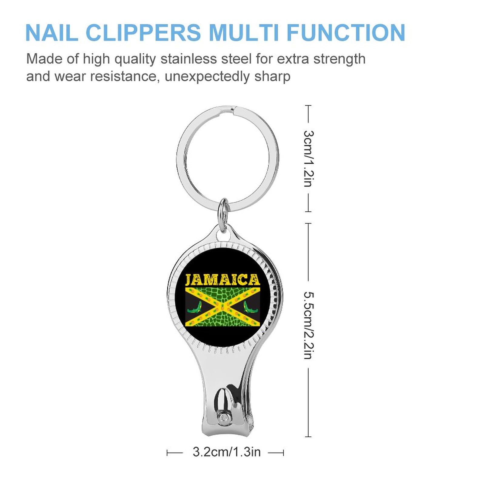 Flag of Jamaica Cute Nail Clipper Fingernail and Toenail Cutter Clip File with Bottle Opener for Men Women