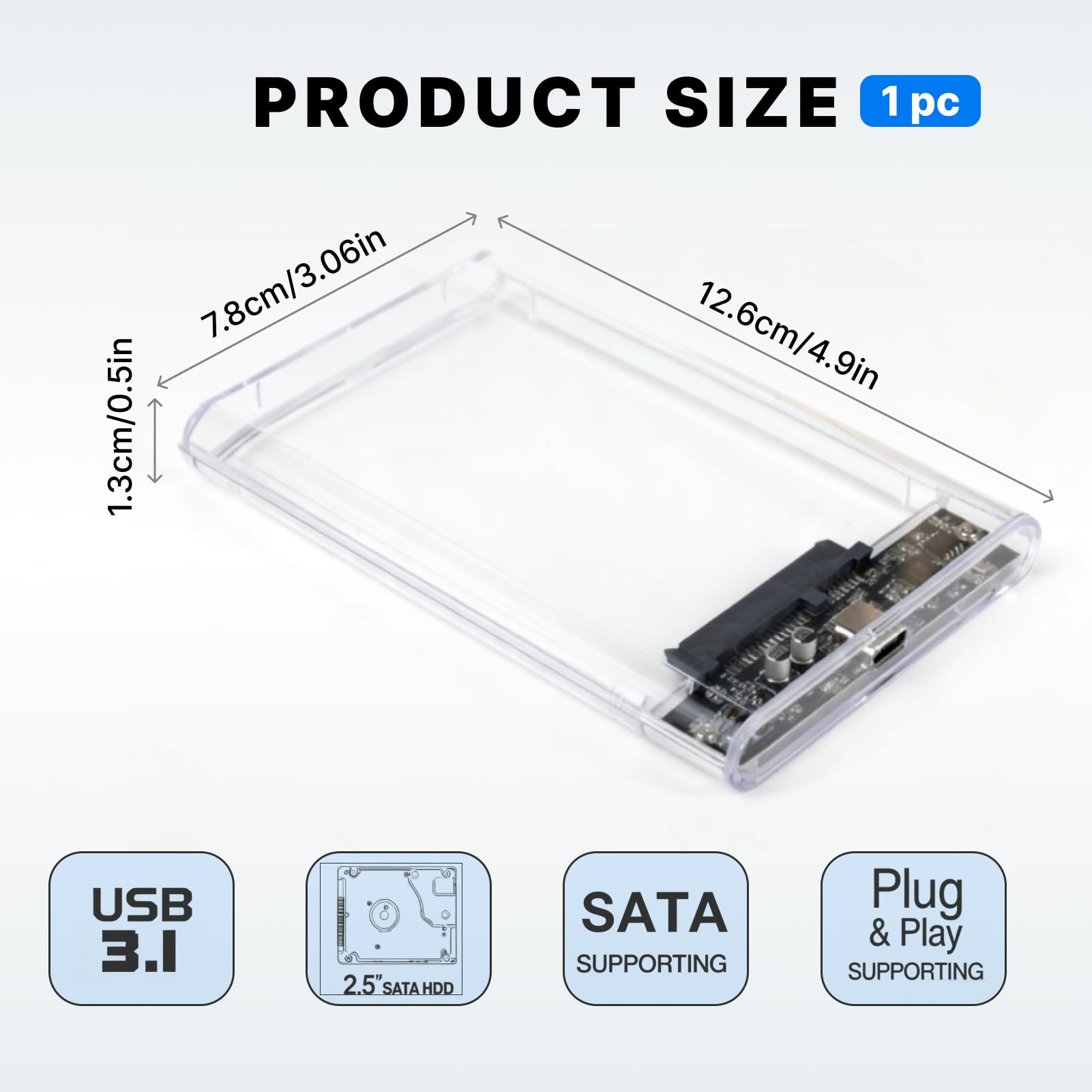 Alloggiamento Esterno USB 3.0 Per HDD/SSD SATA 2.5″ – Velocità 5Gbps, Supporta UASP E TRIM, Fino A 4TB, Plug&Play Per PC, Console E Mac