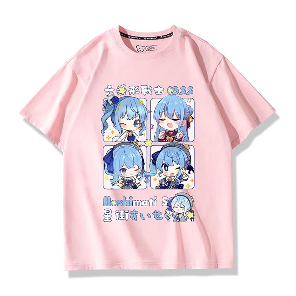 [アマゾンらく店] バーチャル VTuber Hololive 風 星街すいせい Tシャツ 男女兼用 可愛い 短袖 夏 オーバーサイズ ゆるかわ ファッション プレゼント ギフト