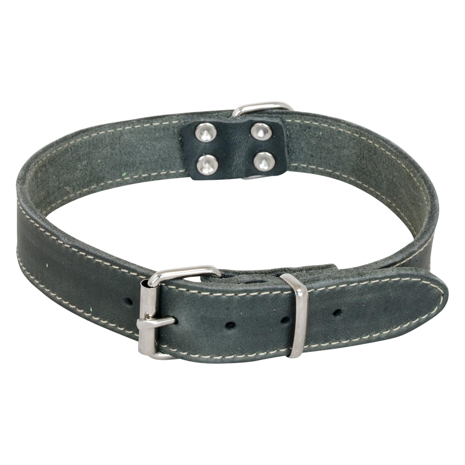 Jack and Vanilla - Dog collar greasy leather - Solid, durable, easy to maintain, soft and pleasant to the touch - Modern look - Colour: Grey, Size 30 mm x 60 cm