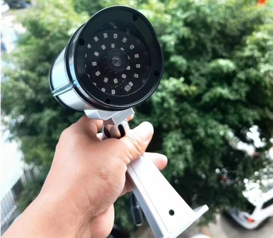 Attrappe mit roten LED-Lichtern, Solarpanel, gruseliger Überwachungskamera, Hund, schreckt Eindringlinge ab, Zuhause, Garten, Lager, Monitor, Nachahmung, Sicherheit, Mobbing-Zweck