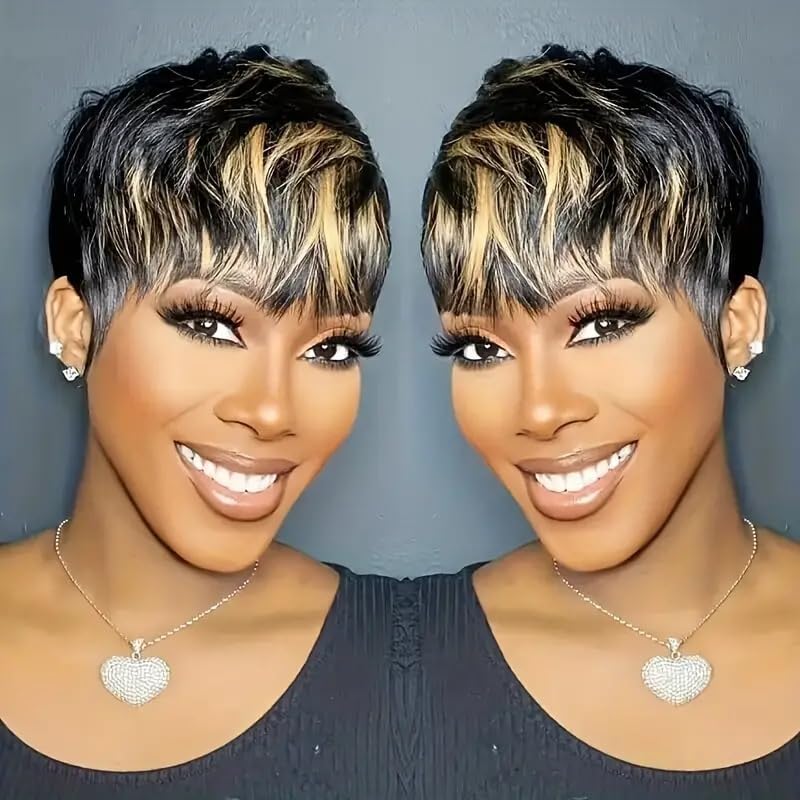 Amazon.com : Pixie Cut Wig Human Hair Wear and Go Glueless  display picture 1
