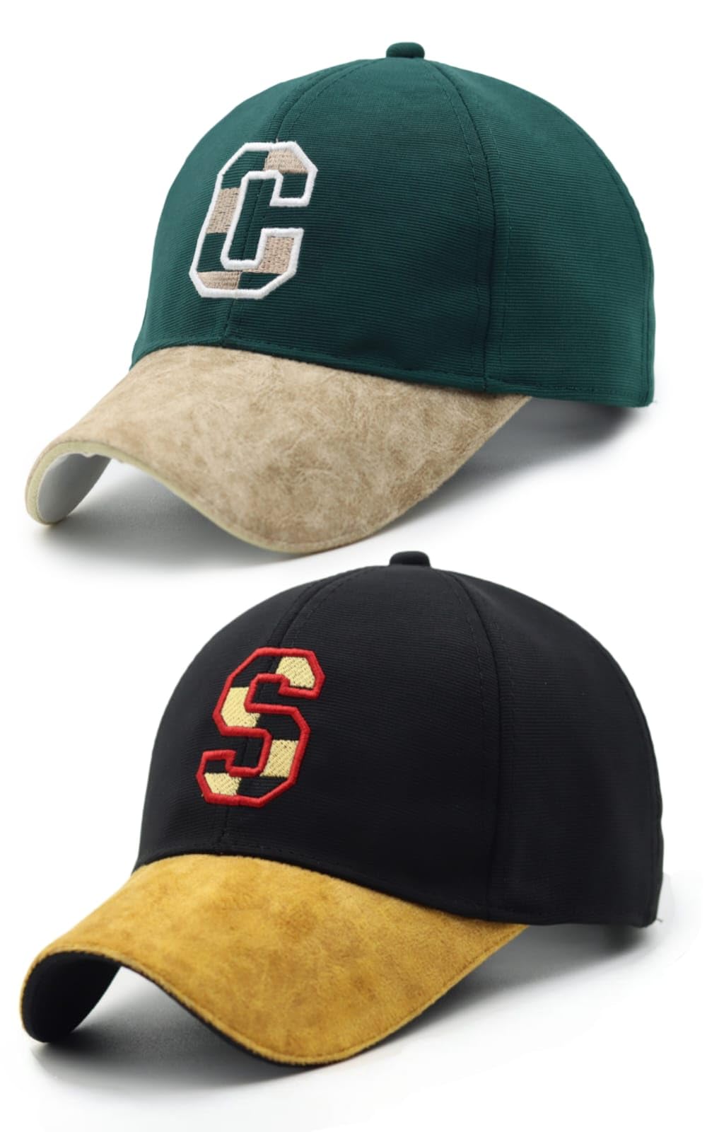 kukuji Baseball Cap with Embroidered Letter, Two-Tone Design, Adjustable Snapback, Red/Navy and Black/Yellow-picture-39
