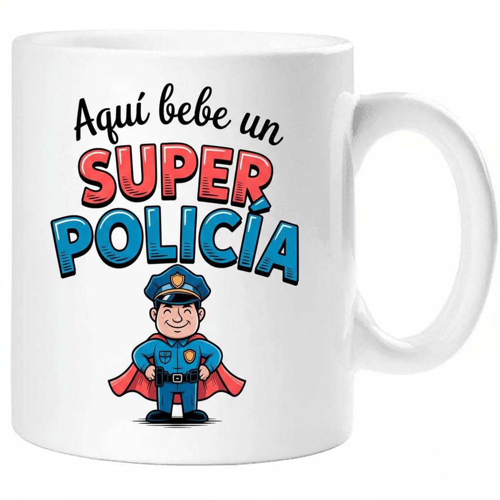 Taza SUPER POLICÍA – Regalo Original para POLICÍA | Taza de Cerámica 325ml con Diseño Superhéroe | Apta Microondas y Lavavajillas — view 25