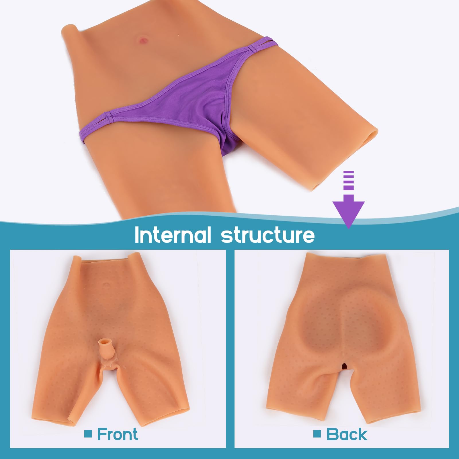 2.0 Pro Shorts en Silicone avec Cathéter Urinaire Apparence Féminine pour Travestis d'homme à Femme Faux Vagin Trans Cosplay Érotiques Culotte