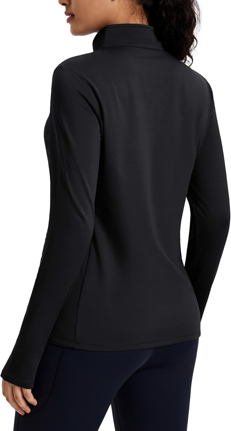 MAGCOMSEN Women's Quarter Zip Fleece Pullover Thermal Shirts with Zip Pocket Workout Running Tops Thumb Holes - Image 2