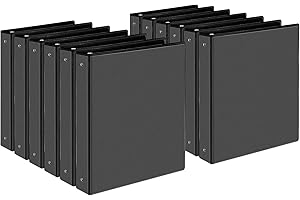 12-Pack of Heavy Duty 1-Inch Binders with Standard Round 3 Rings
