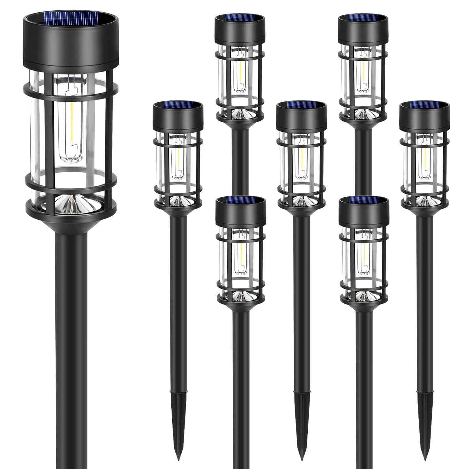 Solar Pathway Lights Outdoor Garden Lights Waterproof Weather-Resistant Energy-Efficient with High Transparency Glass Durable Elegant Design High Impact