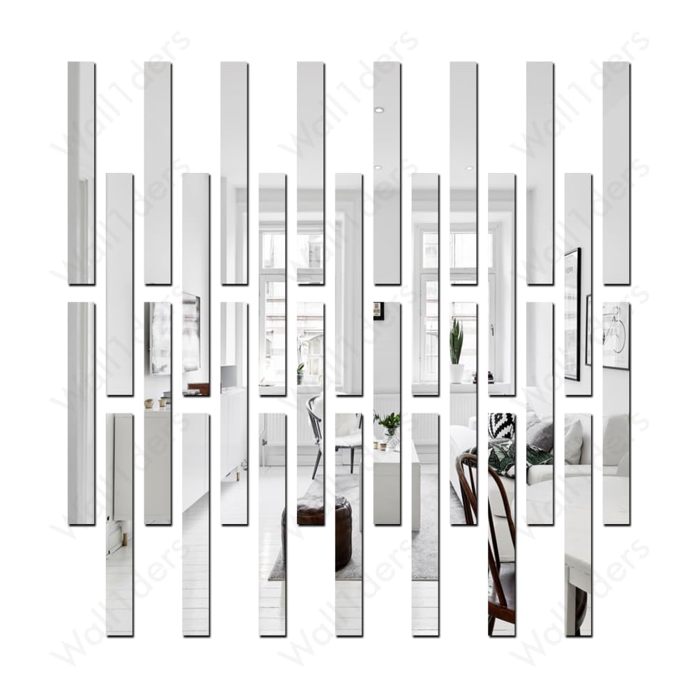 Wall1ders 30 Pcs Mirror Wall Stickers Striped Design Mirror Art Tile Decal Decoration DIY Self Adhesive Wall Line Border Acrylic Mirror for Home Living Room Bedroom Décor - (Silver) (B0CQK3GHR1) Amazon Price History, Amazon Price Tracker