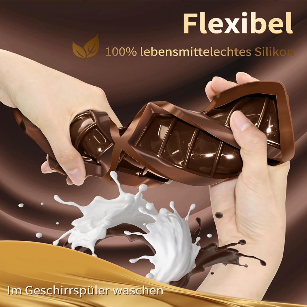 Stampo Per Cioccolato In Silicone – 6 Cavità Per Tavolette, Con Spatola E Sacchetto, Antiaderente - 2