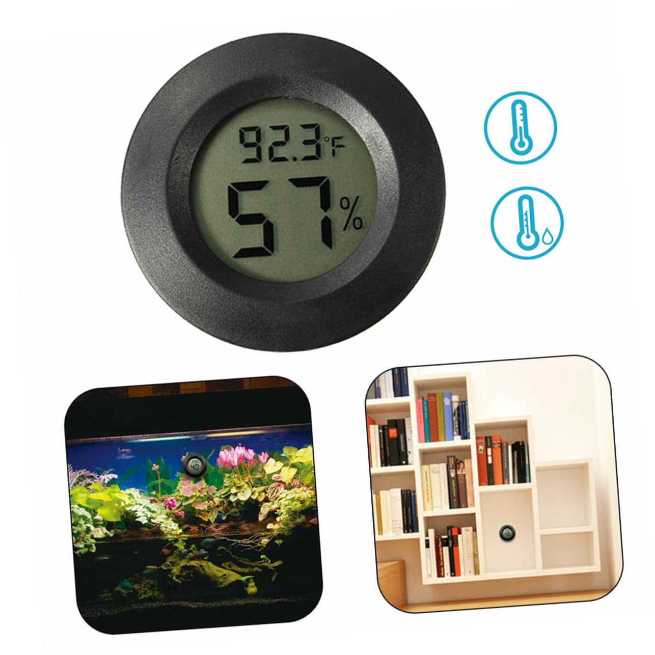 POPETPOP 15piezas Higrómetro Digital De y Para Reptiles Medidor De y Portátil Para Tiendas De y Negro