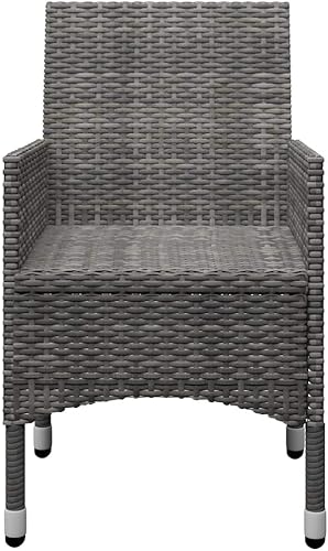 Miniatura 7 de DGZLIIO Juegos de patio para césped muebles para exteriores juego de 3 piezas ratán de polietileno y madera de acacia color gris adecuado para el