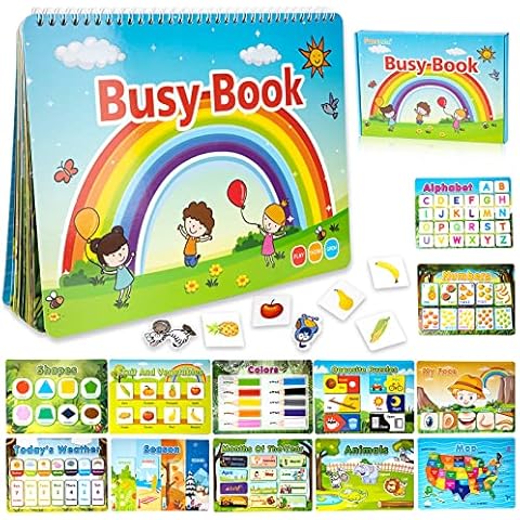 Toddler Toys for 1-4 Year Old Boys Girls, Autism Busy Book Montessori Toys for 1-4 Year Old Boys Girls, 12 Pages Preschool Learning Activities Binder and Early Learning Gifts Age 2-4 Cover