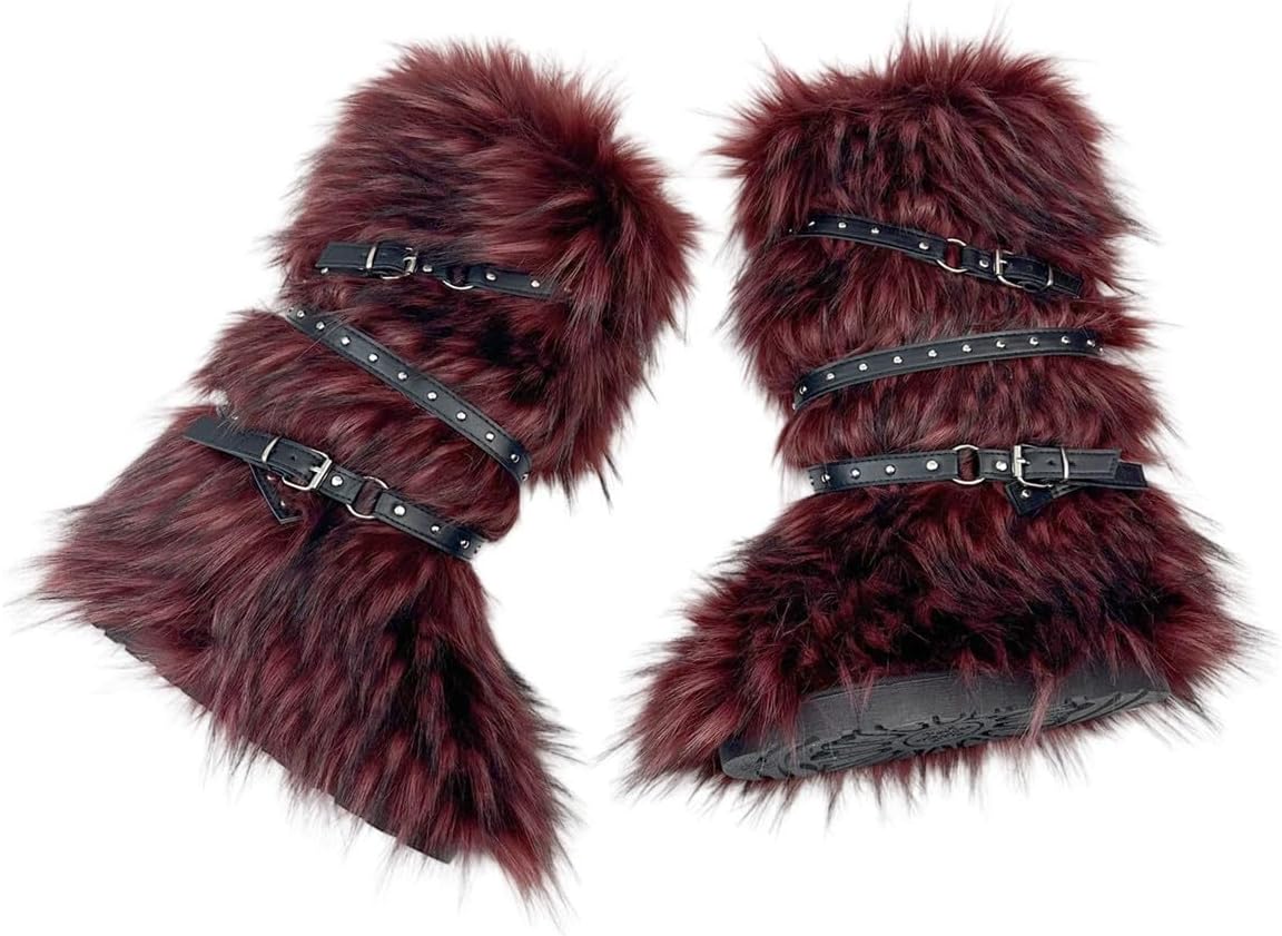 Women's Faux Fur Boots Furry Snow Boots Fuzzy Winter Shoes Fashion Fluffy Knee High Outdoor Indoor Flat Boots