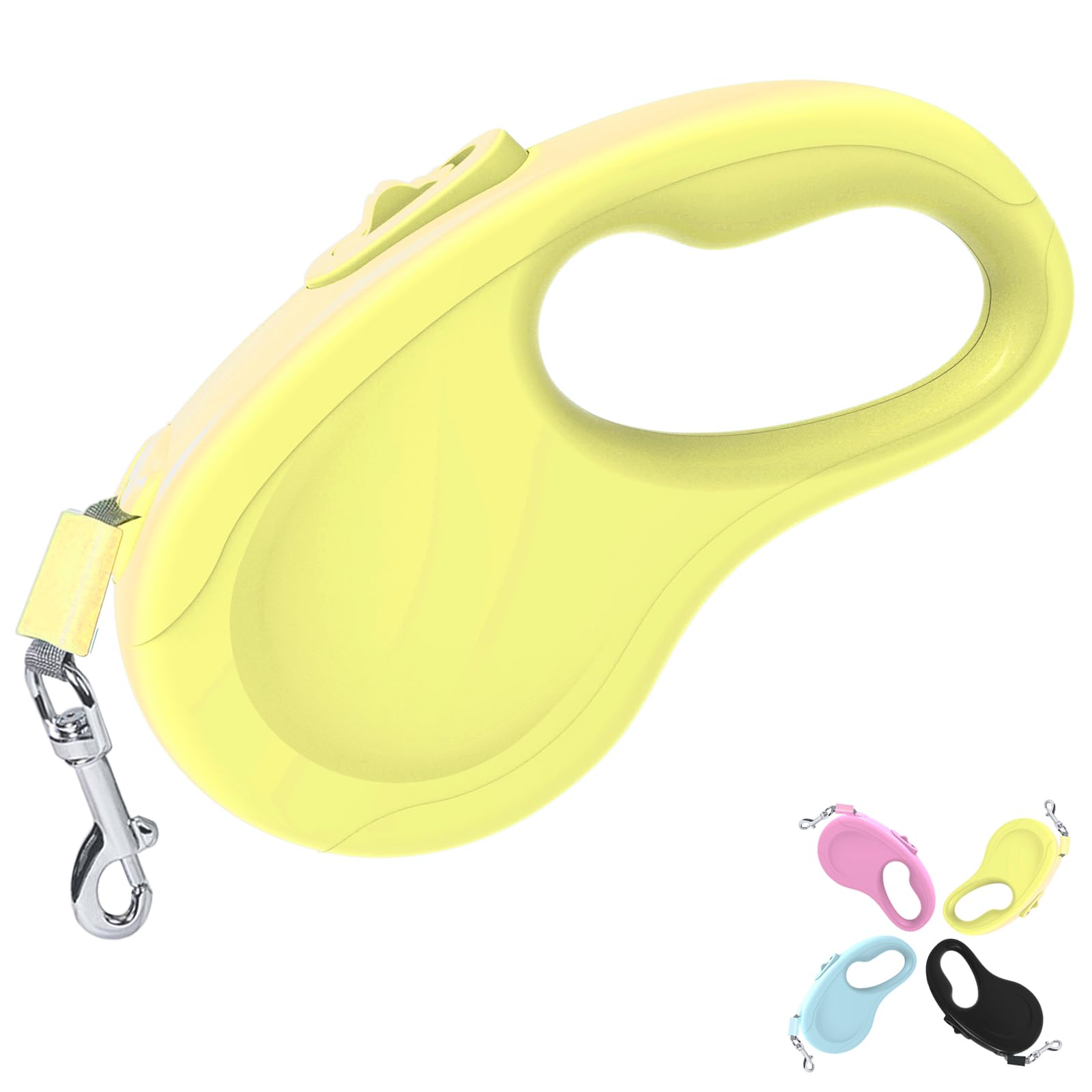 Retractable Dog Lead, 16Ft/5M Light Weight Retractable Lead for Small Medium Dogs Up to 50lbs, Strong Nylon Tape 360° Tangle-Free One-Hand Brake (Yellow)