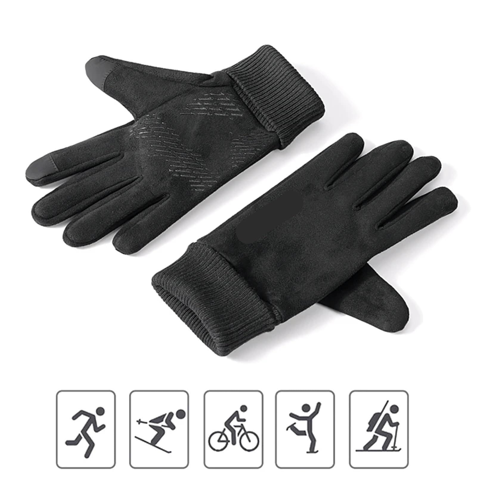 Guantes de hombre suaves otoño invierno gruesos cálidos masculinos amigables con la piel esquí antideslizante ciclismo elástico escalada guantes Para MontañIsmo