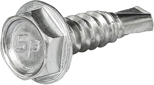 Miniatura 3 de #10 x 34 '' Cabeza de arandela hexagonal Autoperforante Tek Tornillo Acero Chapado en Zinc para Fijar chapa de acero o acero a metal - Caja de 100