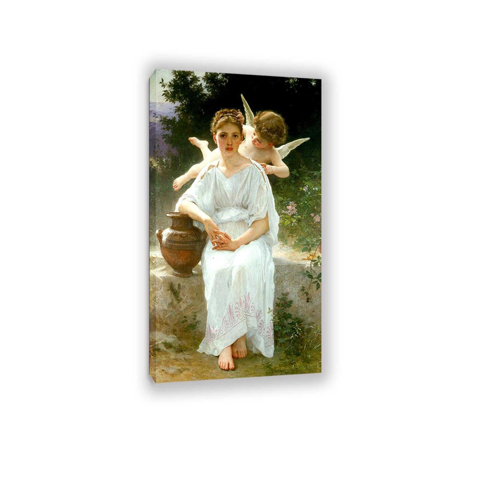 RXNHGJDS William-Adolphe Bouguereau Wall Art Whisperings of Love Fine Art Portrait Wall Painting Aesthetic Wall Decor for Living Room Bedroom Bathroom Home Decor 145x80cm Inner frame