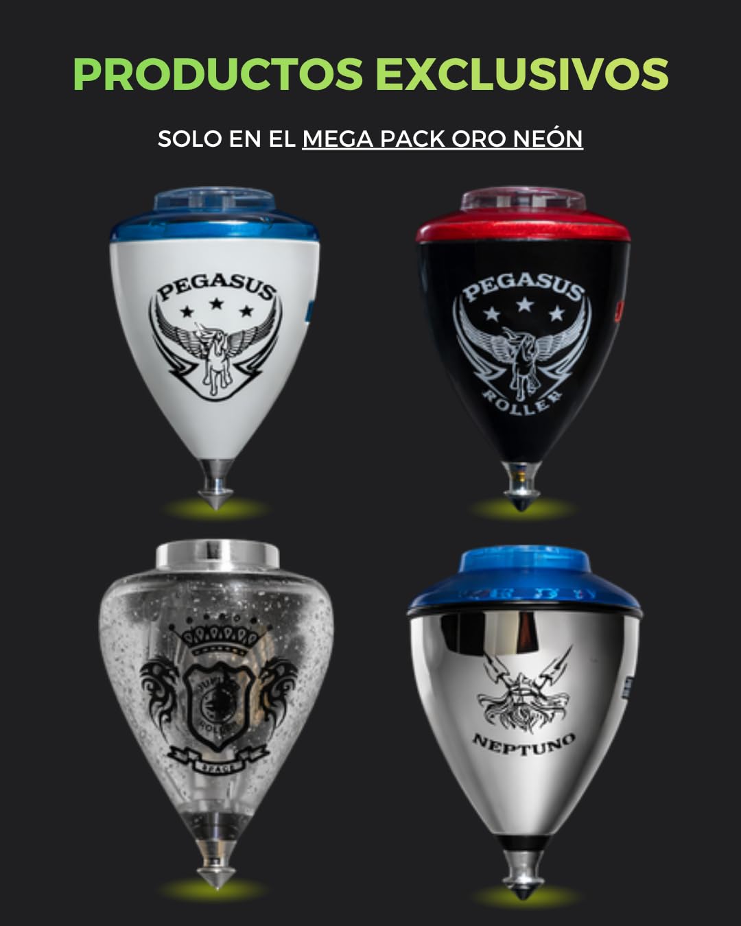 Xtreme Mega Pack Oro Neon - Maletín peonzas, color oro neón (Space 008000041)