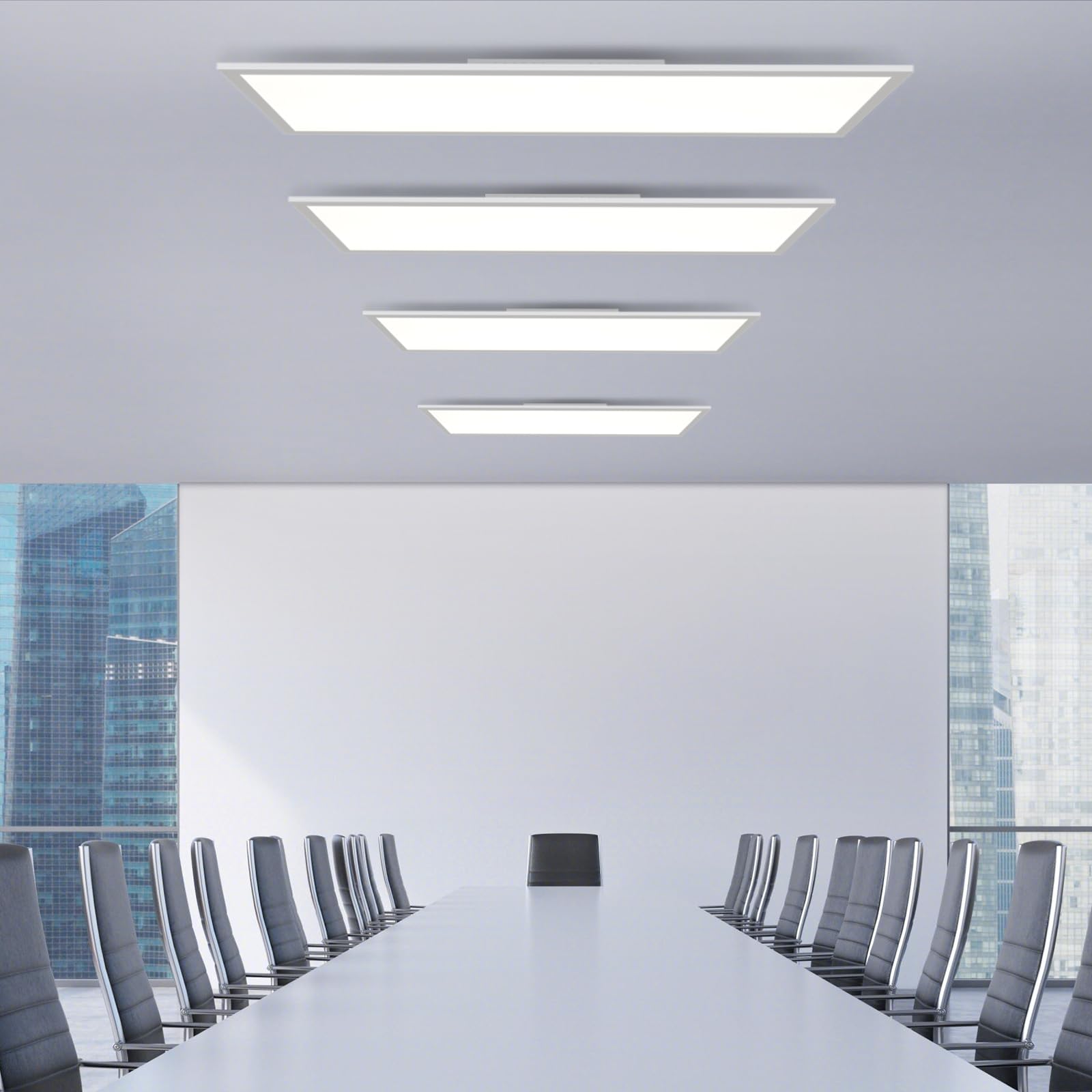 CBJKTX LED Panel Deckenleuchte Dimmbar - Flach Lang Deckenpanel mit | Fernbedienung Groß Deckenlampe Weiß Tageslichtlampe Bürolampe Decke für Büro Werkstatt Küche Arbeitszimmer Flur