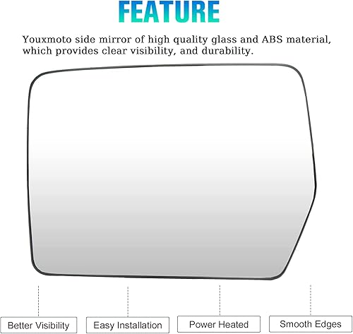 Miniatura 8 de Youxmoto Driver Left and Passenger Right Heated Side Mirror Glass for Ford F150 2004 2005 2006 2007 2008 2009 2010 2011 2012 2013 2014, with Rear