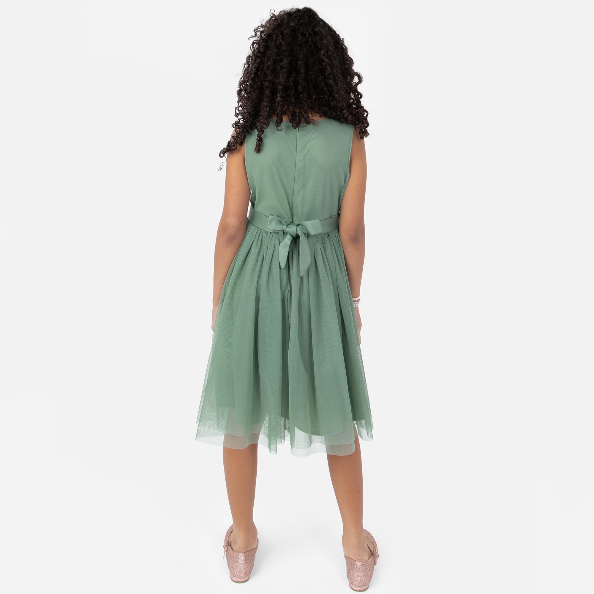 Maya Deluxe Mädchen Paillettenverziertes Hochzeit Und Geburtstag Festlich Mit Bandschleife Brautjungfernkleid Kleid – Bild 5