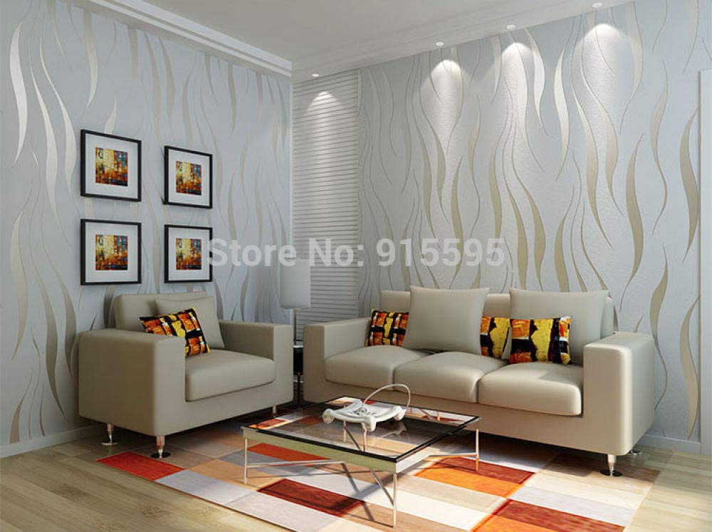 Papier peint non tissé 3D à vagues pour salon et chambre chic 430x300 cm